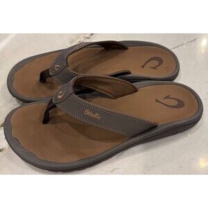 Olukai Ohana Size US 12  Men's Sandals 10110A-4827 Flip Flop Thong Dark Java Ray
